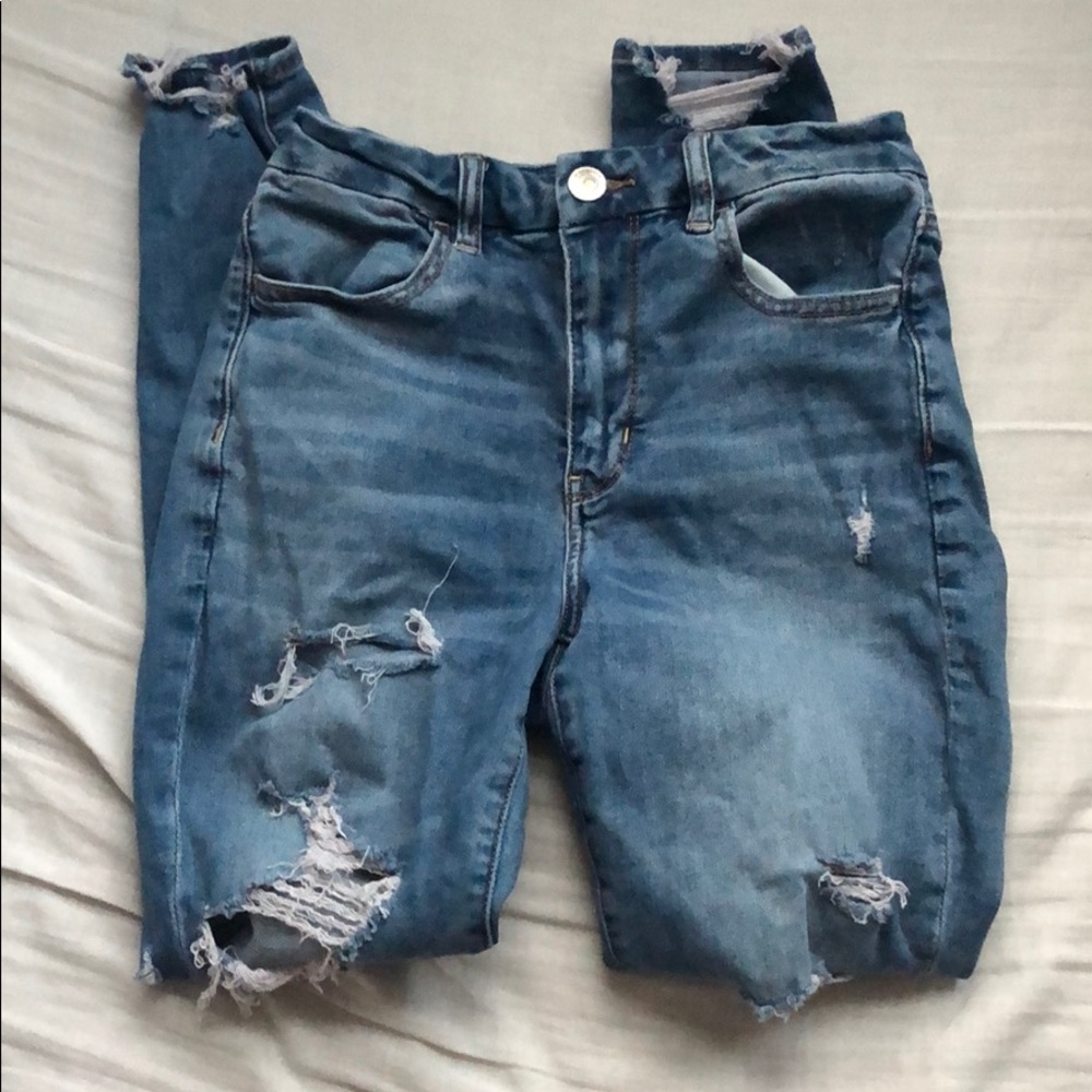 AEO CURVY BLUE SKINNY JEANS